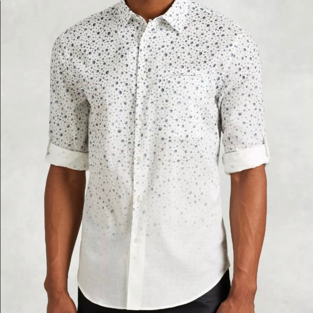 John Varvatos COLLECTION Ombré cotton/linen shirt